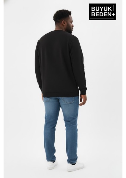 Erkek Büyük Beden Bisiklet Yaka Kollar ve Etek Ribanalı Ince Sweatshirt SPR26BSW956 modelleri