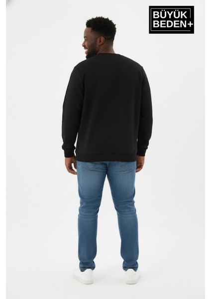 Erkek Büyük Beden Bisiklet Yaka Kollar ve Etek Ribanalı Ince Sweatshirt SPR26BSW956 fırsatları