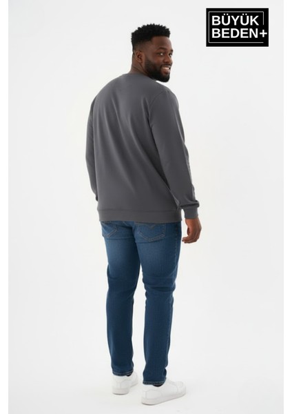 Erkek Büyük Beden Bisiklet Yaka Kollar ve Etek Ribanalı Ince Sweatshirt SPR26BSW956 modelleri