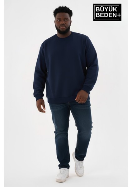 Erkek Büyük Beden Bisiklet Yaka Kollar ve Etek Ribanalı Ince Sweatshirt SPR26BSW956 fiyatları