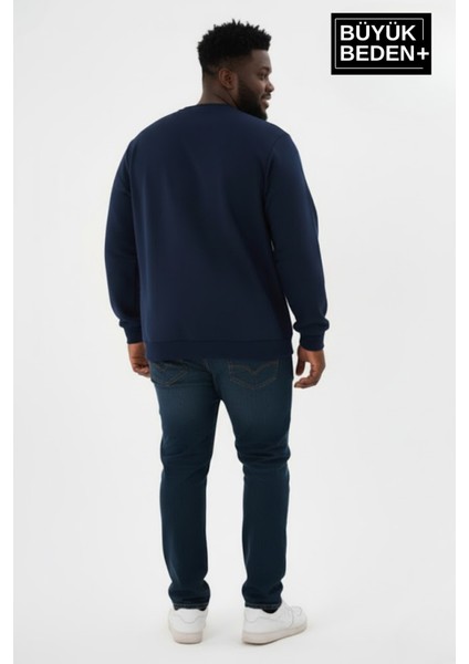 Erkek Büyük Beden Bisiklet Yaka Kollar ve Etek Ribanalı Ince Sweatshirt SPR26BSW956 modelleri