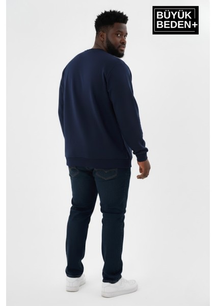 Erkek Büyük Beden Bisiklet Yaka Kollar ve Etek Ribanalı Ince Sweatshirt SPR26BSW956 fırsatları