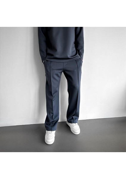 Erkek Lacivert Baggy Rahat Kesim Bol Paça Eşofman Altı