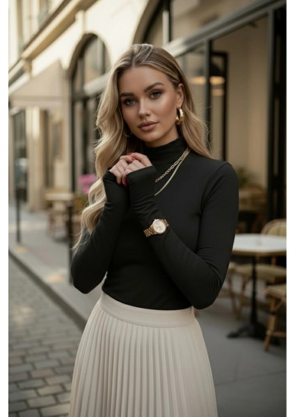 Parmak Geçmeli Kadın Body – Esnek Kumaş indirimleri