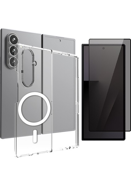 Samsung Galaxy Z Fold 7 Kılıf Kamera Korumalı M-Safe Sert Pc Zore Porto Kapak + Hayalet Ekran Koruyucu