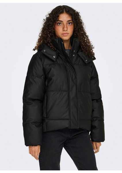 Siyah Kadın Mont Onlagnes Coated Puffer Jacket Otw modelleri