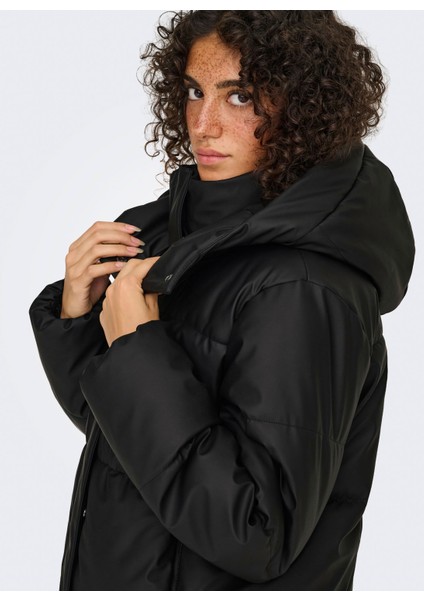Siyah Kadın Mont Onlagnes Coated Puffer Jacket Otw indirimleri