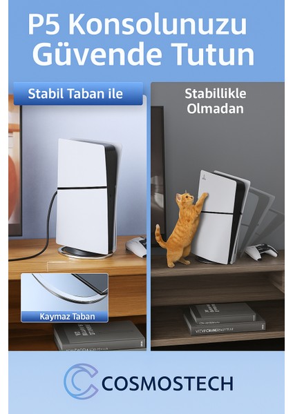 Ps5 Pro / Ps5 Fat / Ps5 Slim Konsol Uyumlu Dikey Stand – Disc/digital Destekli, Vida ile Güçlü Sabitleme, Kaymaz Silikon Taban, Minimal Tasarım indirimleri