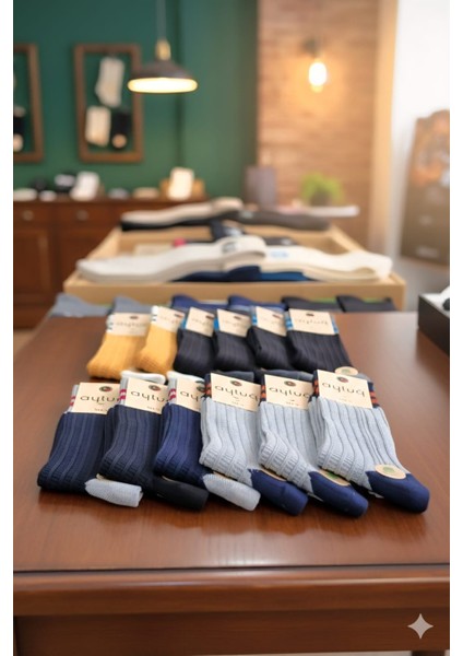 ; Pamuk Soket Erkek Çorabı; Asorti 12'li Kutu; Kışlık; 41-45 modelleri