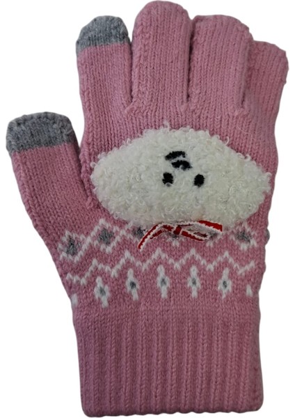 Spteks Kitti 4-8 Yaş Kız Çocuk Pembe Renk Bulut Figürlü Kışlık Örme Eldiven fiyatları