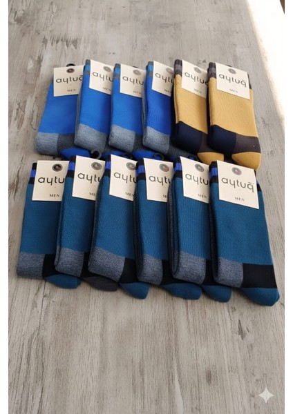 ; Pamuk Soket Havlu Erkek Çorabı; Asorti 12'li Kutu; Kışlık; 41-45 fırsatları
