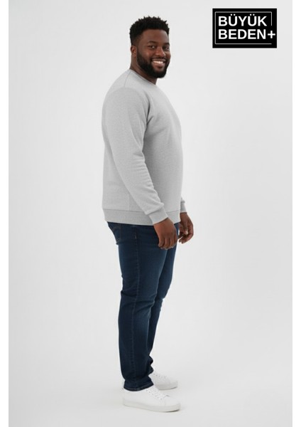 Erkek Büyük Beden Bisiklet Yaka Kollar ve Etek Ribanalı Ince Sweatshirt SPR26BSW956 fiyatları