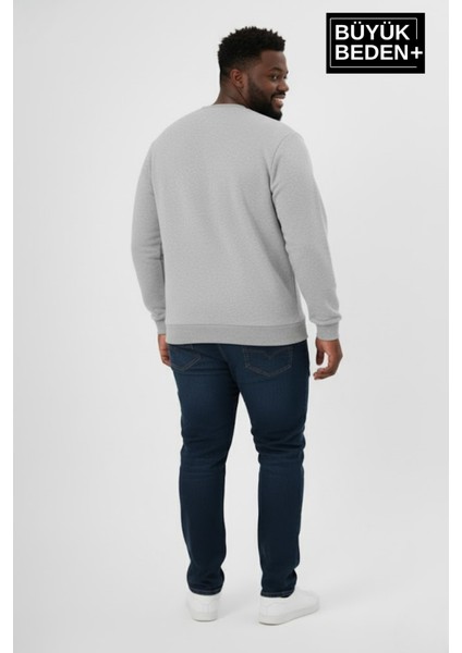 Erkek Büyük Beden Bisiklet Yaka Kollar ve Etek Ribanalı Ince Sweatshirt SPR26BSW956 modelleri