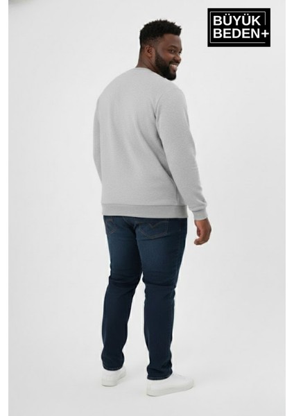 Erkek Büyük Beden Bisiklet Yaka Kollar ve Etek Ribanalı Ince Sweatshirt SPR26BSW956 fırsatları