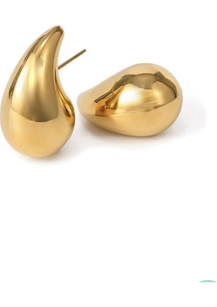 Altın Renk Göz Yaşı Bottega Küpe Kadın Damla Küpe Vip Kararmaz Solmaz Çelik Küpe - 3013 modelleri