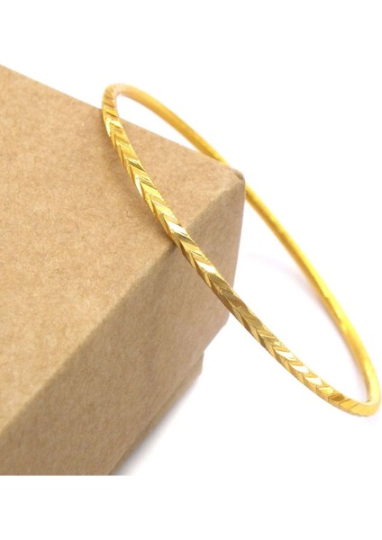 Altın Renk 3 Adet 22 Ayar Kaplama Başak Desenli Ajda Bilezik 22 Cm. - 3287-3 modelleri