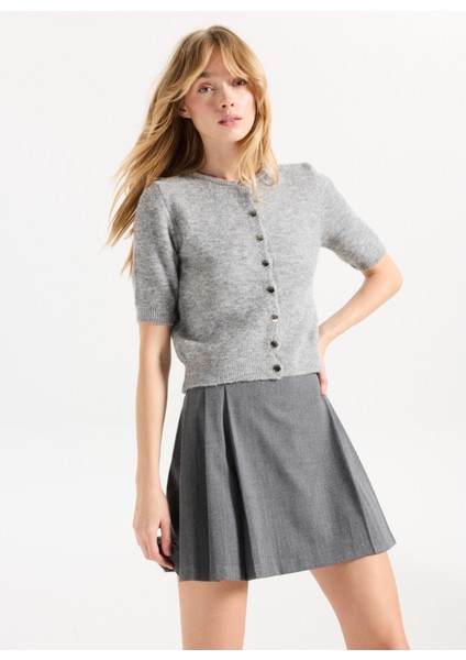 Gri Melanj Kadın Hırka PBF5WL-HRK9562