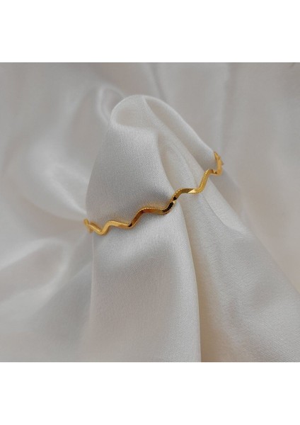 Altın Renk 3 Adet 22 Ayar Kaplama Zikzak Ajda Bilezik Bileklik 22 Cm. - 3288-3 fırsatları