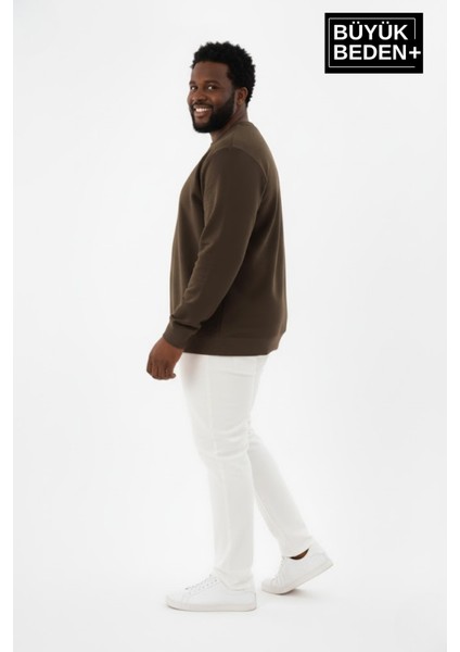 Erkek Büyük Beden Bisiklet Yaka Kollar ve Etek Ribanalı Ince Sweatshirt SPR26BSW956 fiyatları