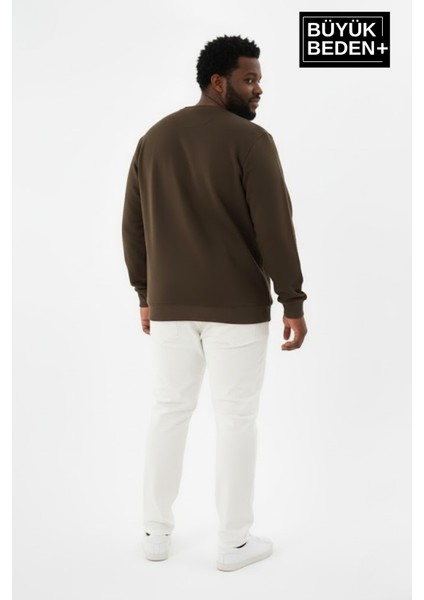 Erkek Büyük Beden Bisiklet Yaka Kollar ve Etek Ribanalı Ince Sweatshirt SPR26BSW956 modelleri