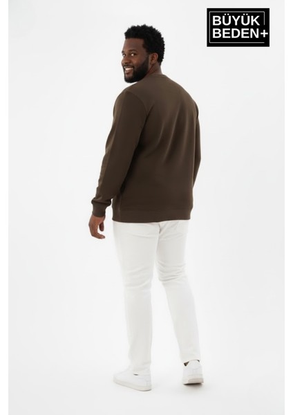 Erkek Büyük Beden Bisiklet Yaka Kollar ve Etek Ribanalı Ince Sweatshirt SPR26BSW956 fırsatları