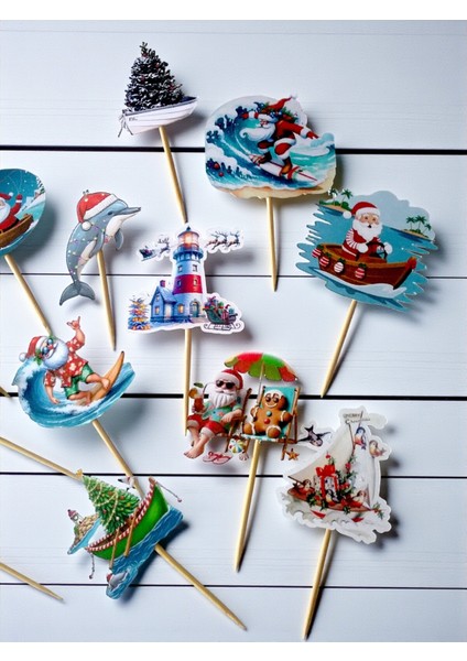 14’lü Yelkenli Denizci Noel Baba Kürdan Süsü Seti – Yılbaşı Sofra Dekoru modelleri