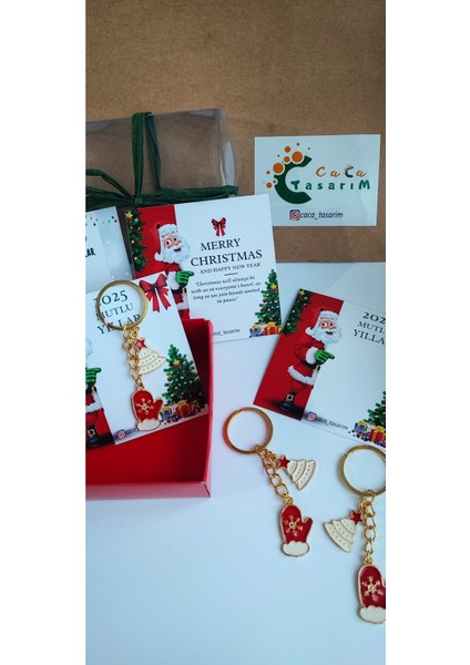 Yılbaşı Temalı Anahtarlık ve Charm Seti, 5'li, Kutulu, Hediyelik
