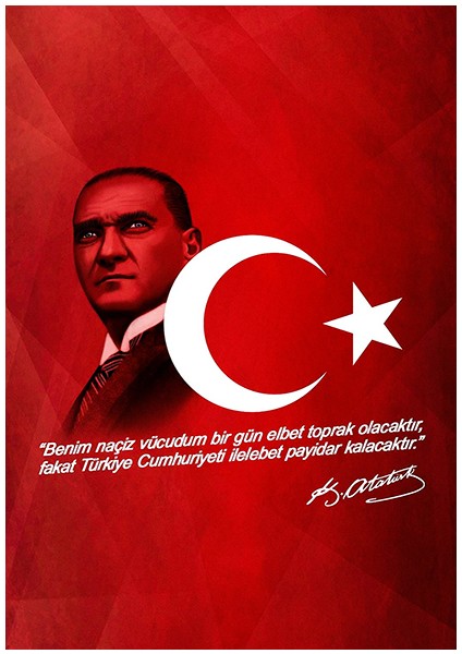 Kırmızı Bayraklı ve Naciz Vücudum Yazılı Atatürk Kanvas Tablo fiyatları