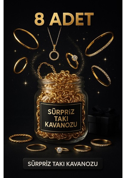 8 Li Takı Kavanozu Sürpriz Kavanoz ( Kolye,küpe,bileklik Vb.) Takı Setleri | 8 Adet takı - 3818