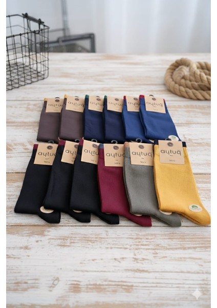; Pamuk Soket Erkek Çorabı; Asorti 12'li Kutu; Kışlık; 41-45