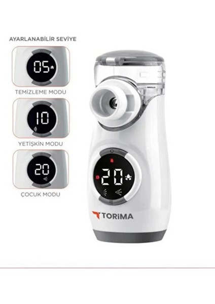 Sessiz Kademeli Dijital Ekranlı USB Şarjlı Mesh Nebulizatör Cihazı