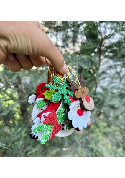 Yılbaşı Teması Keçe Süsleri, Ağaç Süsleri, 18 Parça, Renkli ve Şık Tasarım modelleri