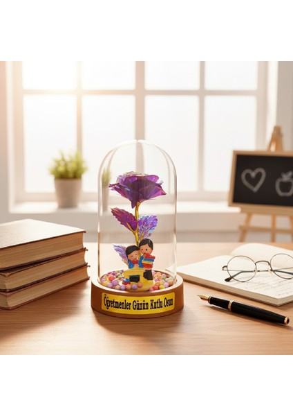 Sonsuzluk Güllü Ters Fanus - Öğretmenler Günü Hediyesi indirimleri