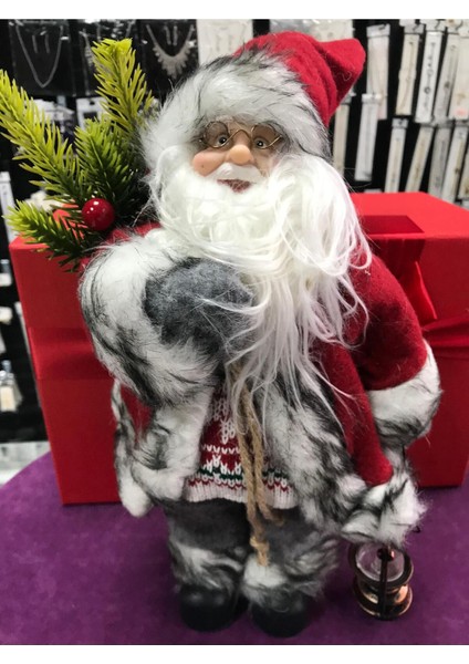 Ayakta Duran Noel Baba Peluş Figür, 40X18 Cm, Kırmızı, Yüksek Kalite