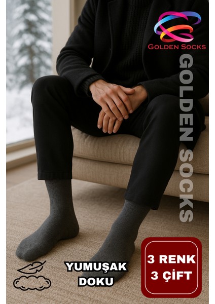 Erkek Kışlık Sıcak Tutucu Kalın Pamuklu Termal Çorap 3'lü Set indirimleri