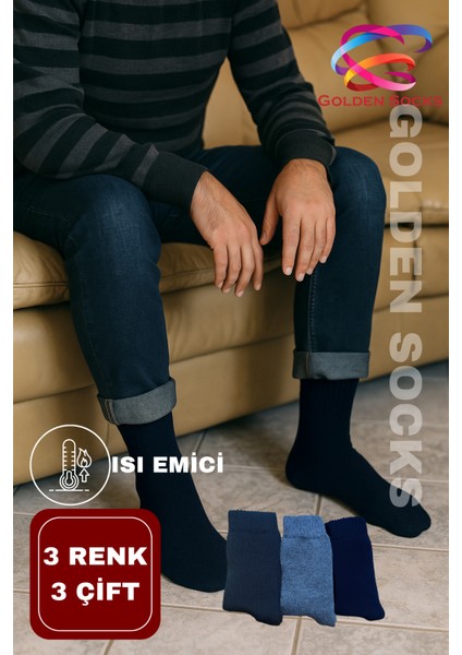 Erkek Kışlık Sıcak Tutucu Kalın Pamuklu Termal Çorap 3'lü Set