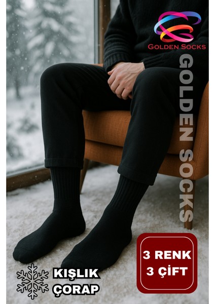 Erkek Kışlık Sıcak Tutucu Kalın Pamuklu Termal Çorap 3'lü Set modelleri