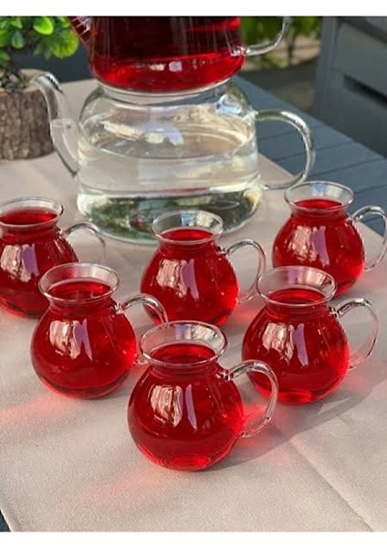 Kulplu Cam Çay Bardağı Seti – 6’lı Şeffaf
