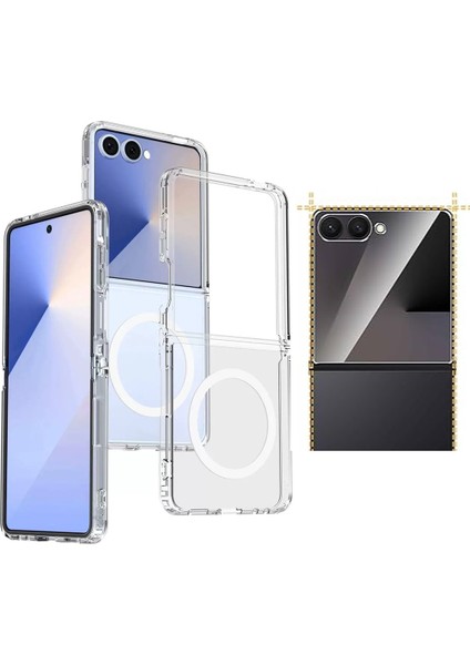 Samsung Galaxy Z Flip 7 Kılıf Kamera Korumalı M-Safe Sert Pc Zore Porto Kapak + Nano Ekran Koruyucu