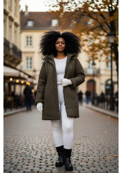 Kadın Büyük Beden Içi Polar Cepli Çıkarılabilir Kapüşonlu Kapitone Kaban Mont (Dar Kalıptır) fırsatları