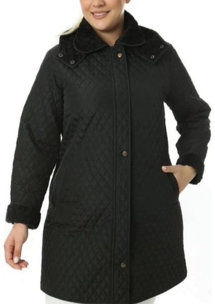 Kadın Büyük Beden Içi Polar Cepli Çıkarılabilir Kapüşonlu Kapitone Kaban Mont (Dar Kalıptır) fırsatları