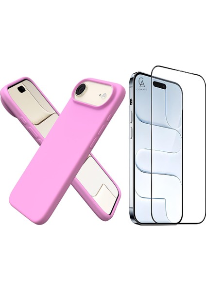 Apple iPhone 17 Air Uyumlu Içi Kadife Lansman Kılıf ve 5d Tam Kaplayan Cam Ekran Koruyucu