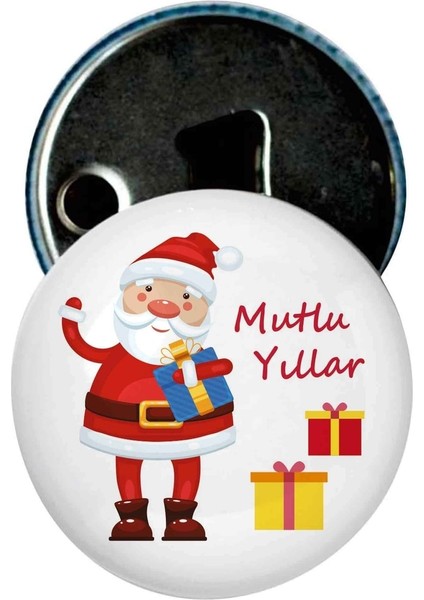 Yılbaşı Temalı 10 Adet Magnet Kapak Açacak Noel Baba ve Hediye Paketi Seti