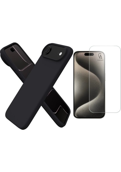 Apple iPhone 17 Air Uyumlu Içi Kadife Lansman Kılıf ve Temperli Cam Ekran Koruyucu