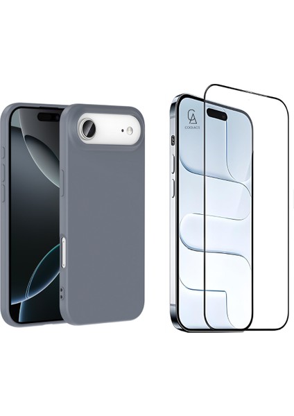 Apple iPhone 17 Air Uyumlu Içi Kadife Lansman Kılıf ve 5d Tam Kaplayan Cam Ekran Koruyucu