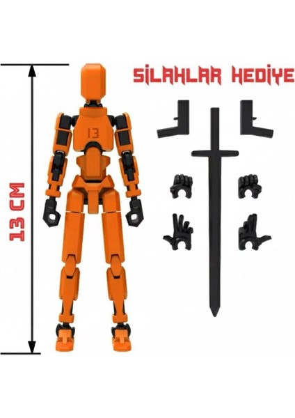 Robot 13 Dummy Turuncu Siyah Tüm Eklemleri Hareketli Aksiyon Figürü Oyuncak