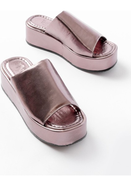 Rose Cam Kırığı Geniş Bantlı Dolgu Kadın Terlik indirimleri