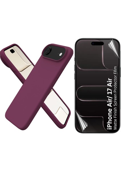Apple iPhone 17 Air Uyumlu Içi Kadife Lansman Kılıf ve Mat Seramik Tam Kaplayan Cam Ekran Koruyucu