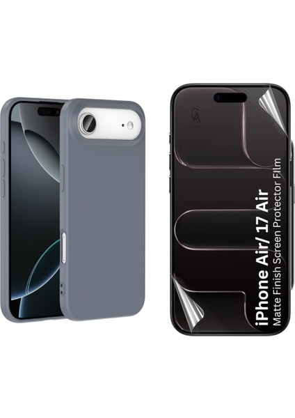 Apple iPhone 17 Air Uyumlu Içi Kadife Lansman Kılıf ve Mat Seramik Tam Kaplayan Cam Ekran Koruyucu
