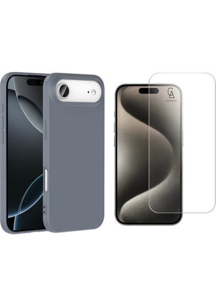 Apple iPhone 17 Air Uyumlu Içi Kadife Lansman Kılıf ve Temperli Cam Ekran Koruyucu